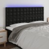 VidaXL Tăblie de pat cu LED, negru, 200x5x118/128 cm, piele ecologică 3122532
