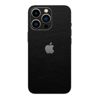 Set Folii Skin Acoperire 360 Compatibile cu Apple iPhone 15 Pro Max - ApcGsm Wraps Skin Leather Black foto