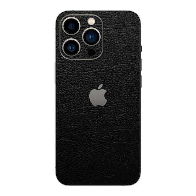 Set Folii Skin Acoperire 360 Compatibile cu Apple iPhone 15 Pro Max - ApcGsm Wraps Skin Leather Black