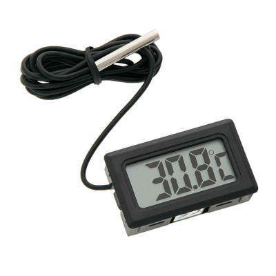 Termometru digital cu sonda senzor si cablu 100 cm, cu afisare LCD, 2 x baterii LR44, -50 C pana la 100 C, 50-300, negru foto