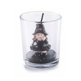 Cumpara ieftin Lumanare Halloween Vrajitoare ceara in pahar sticla III &Oslash; 5,5 x 6,5 H