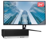 Pachet PC second hand HP ProDesk 400 G4 SFF cu monitor 24 inch, i5, 8GB, SSD