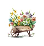 Sticker decorativ Car cu Flori, Multicolor, 57 cm, 3631ST, Oem