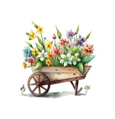 Sticker decorativ Car cu Flori, Multicolor, 57 cm, 3631ST foto