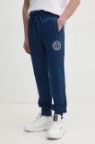 Versace Jeans Couture pantaloni de trening din bumbac barbati, culoarea albastru marin, cu imprimeu, 78GAAT00 CF01T