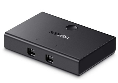 SWITCH USB SHARING Ugreen, &amp;quot;30345&amp;quot; porturi USB: USB-B x 2, conectare prin USB 2.0, cablu 1.5m inclus, buton comutare PC, LED, plastic, negru, &amp;quot;30345&amp;quot; foto