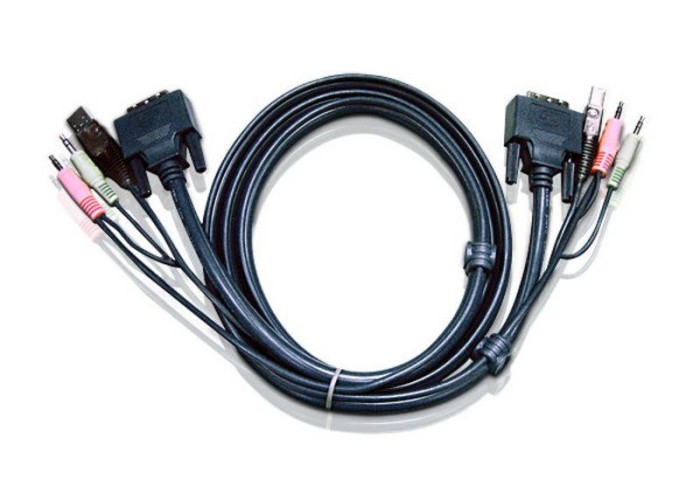 CABLU KVM ATEN cablu 3 in 1, conector tip USB (T) | 3.5 mm Jack (T) x 2 | DVI-D (T), &quot;2L-7D05U&quot; (timbru verde 0.8 lei)