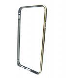 Husa bumper metal negru+auriu pentru Apple iPhone 6, iPhone 6/6S, Metal / Aluminiu