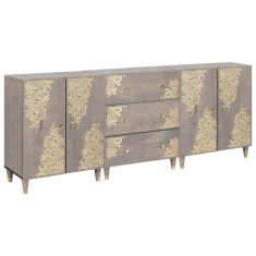 vidaXL Set de mobilier pentru baie 3 pcs Gri și Aur 180 x 33 x 75 cm
