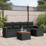 Gossi set mobilier de gradina cu perne, 6 piese, negru, poliratan