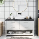 vidaXL Blat de baie, maro &icirc;nchis, 140x30x(2-6) cm, lemn masiv tratat