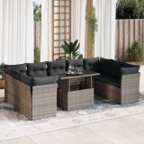 Gossi set mobilier de gradina cu perne, 10 piese, gri, poliratan