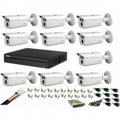 Sistem supraveghere video profesional cu 10 camere Dahua 2MP HDCVI IR 80m ,full accesorii, cablu coaxial, live internet foto