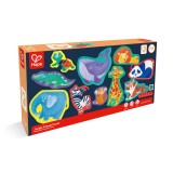 Set 10 puzzle pentru copii mici, Animale din jungla, Hape, +18 luni