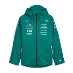Aston Martin geacă de bărbați cu glugă Rain green official Teamline Replica F1 Team 2026 - M
