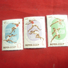 Serie URSS 1965 Campionat Sportiv Atletism URSS-SUA ,la Kiev , 3 valori