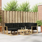 vidaXL Set de canapele de exterior cu pernă 7 pcs Alb și negru 3389674