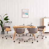 vidaXL Scaune de sufragerie pivotante, 6 buc., gri taupe, textil 3054889