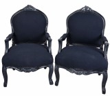 Set doua semifotolii din lemn masiv negru cu tapiterie neagra CAT371i49