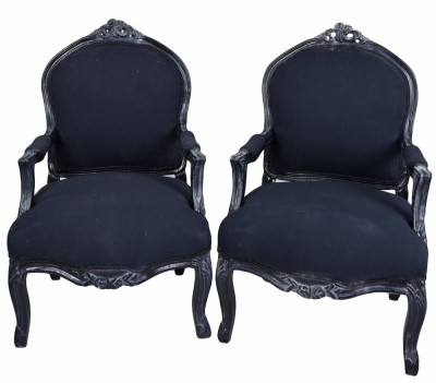Set doua semifotolii din lemn masiv negru cu tapiterie neagra CAT371i49 foto