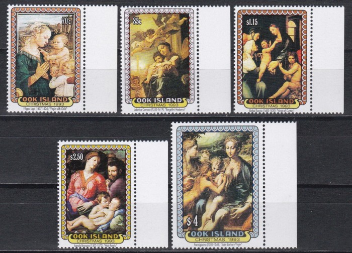 Cook Islands 1993 - Crăciun - Tablouri religioase, MNH
