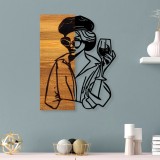 Cumpara ieftin Tablou din lemn si metal Woman Negru 39x3x50 cm