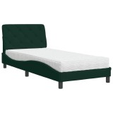 Cumpara ieftin Pat cu saltea, verde inchis, 90x200 cm, catifea