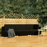 Set mobilier de gradina cu perne, 3 piese, negru, poliratan GartenMobel Dekor, vidaXL