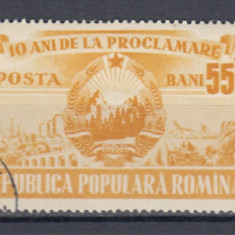 ROMANIA 1957 LP 449 - 10 DE LA ANI PROCLAMAREA R.P.R. SERIE STAMPILATA