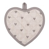 Cumpara ieftin Suport vas fierbinte bumbac gri bej Inimioare 20x20 cm