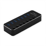 HUB USB 3.2 Gen1 la 7 x USB-A cu switch On/OFF, Roline 14.02.5057