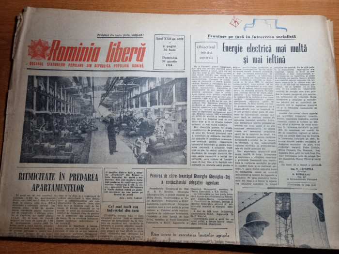 romania libera 29 martie 1964-art. petroseni,craiova cel mai inalt cos din tara