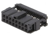 Mufă IDC Mamă 16 PIN Aurit Neagră pentru Cablu-Bandă 1.27mm, TE Connectivity