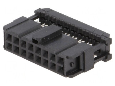Mufă IDC Mamă 16 PIN Aurit Neagră pentru Cablu-Bandă 1.27mm foto