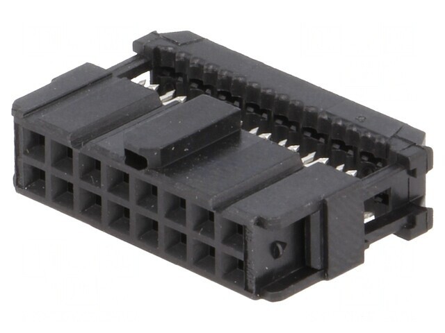 Mufă IDC Mamă 16 PIN Aurit Neagră pentru Cablu-Bandă 1.27mm