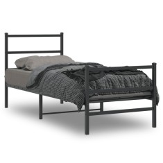 vidaXL Cadru pat metalic cu tăblii de cap/picioare&nbsp;, negru, 75x190 cm 355373