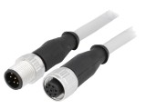 Cablu HARTING pentru senzori și automatizări, 8 pini, mufă PVC, 1,5m, M12 mamă/tată