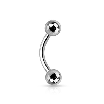 Piercing Ureche Barbel Curbat - 1.6x10x5/5 - argintiu bilă simplă foto