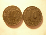 2 Monede Germania Imperiu 10 pfennig 1919 si 1921 zinc ,cal. f.buna