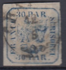 ROMANIA 1862 LP 10 PRINCIPATELE UNITE EMISIUNEA I - 30 PARALE STAMPILAT
