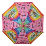 Umbrela de ploaie baston, automata, roz tie dye, cu fluier, pentru copii, 67 cm, CMCLASS