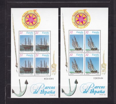 SPANIA 1997 AMBARCATIUNI BARCI DE EPOCA SPANIOLE BLOCURI MNH foto