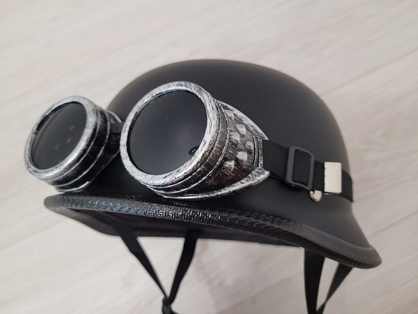 Casca moto nazi/chopper cu ochelari retro rotunzi | arhiva Okazii.ro