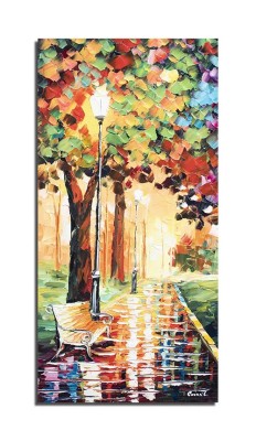 Tablou pictat manual hol, living, dormitor, Aleea noastra din parc, 80x40cm ulei in cutit efect 3D Fabulos foto