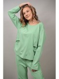 Cumpara ieftin Bluza Sport Dama Verde Menta Talie Unica S-M-L, Bust 130cm, FashionLand.ro, Made in Italy, Viscoza, Poliamida, Elastan