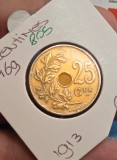 805 Belgia Belgium 25 Centimes - Albert I (Dutch text) 1913, KM#69
