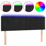 Cumpara ieftin Tablie de pat cu LED, negru, 144x5x78/88 cm, catifea