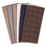 Prosoape de bucătărie cu microfibre, Set 6 buc, Bej și Gri cu carouri, 30x30cm, CMCLASS