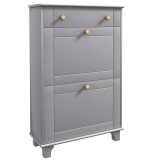 HOMCOM Mobilier Pantofar Ingust cu 2 Usi Basculante si 1 Sertar pentru 8 Perechi de Pantofi 60x23,5x98,5 cm Gri | Aosom Romania
