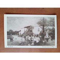 Carte postala, reproducere dupa tabloul Petrecere de 1 Mai/Th. Aman, perioada interbelica